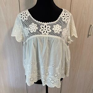 Boho Cream Colored Eyelet Top Vintage